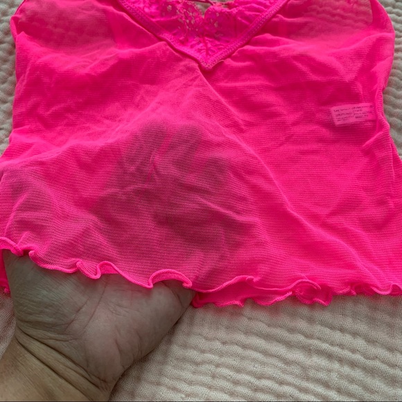 Hot Pink Mesh Leg Avenue Babydoll Top - Picture 6 of 7